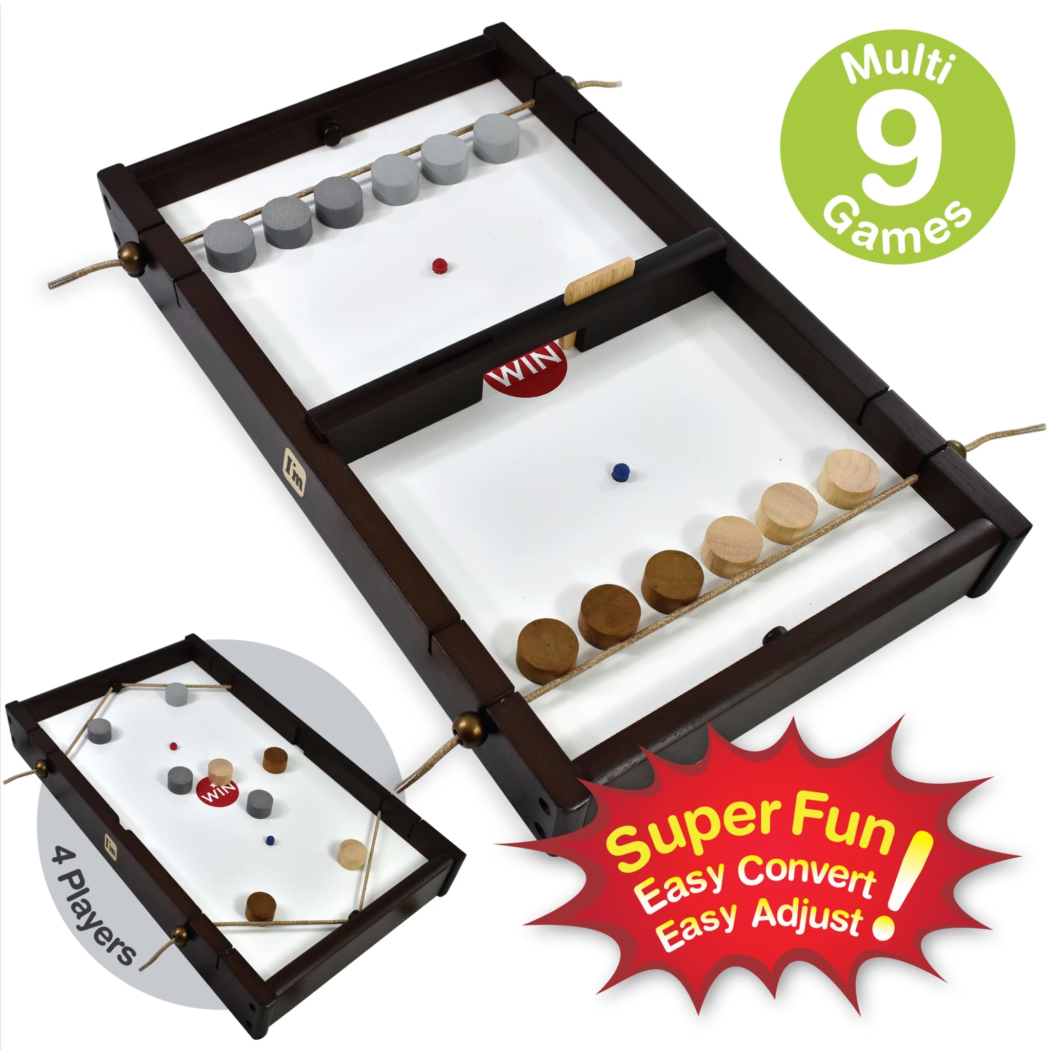 Multiple Board Games In One Big SHOOZ n TOZZ : Wooden Multi Tabletop Indoor Portable Board Games ...